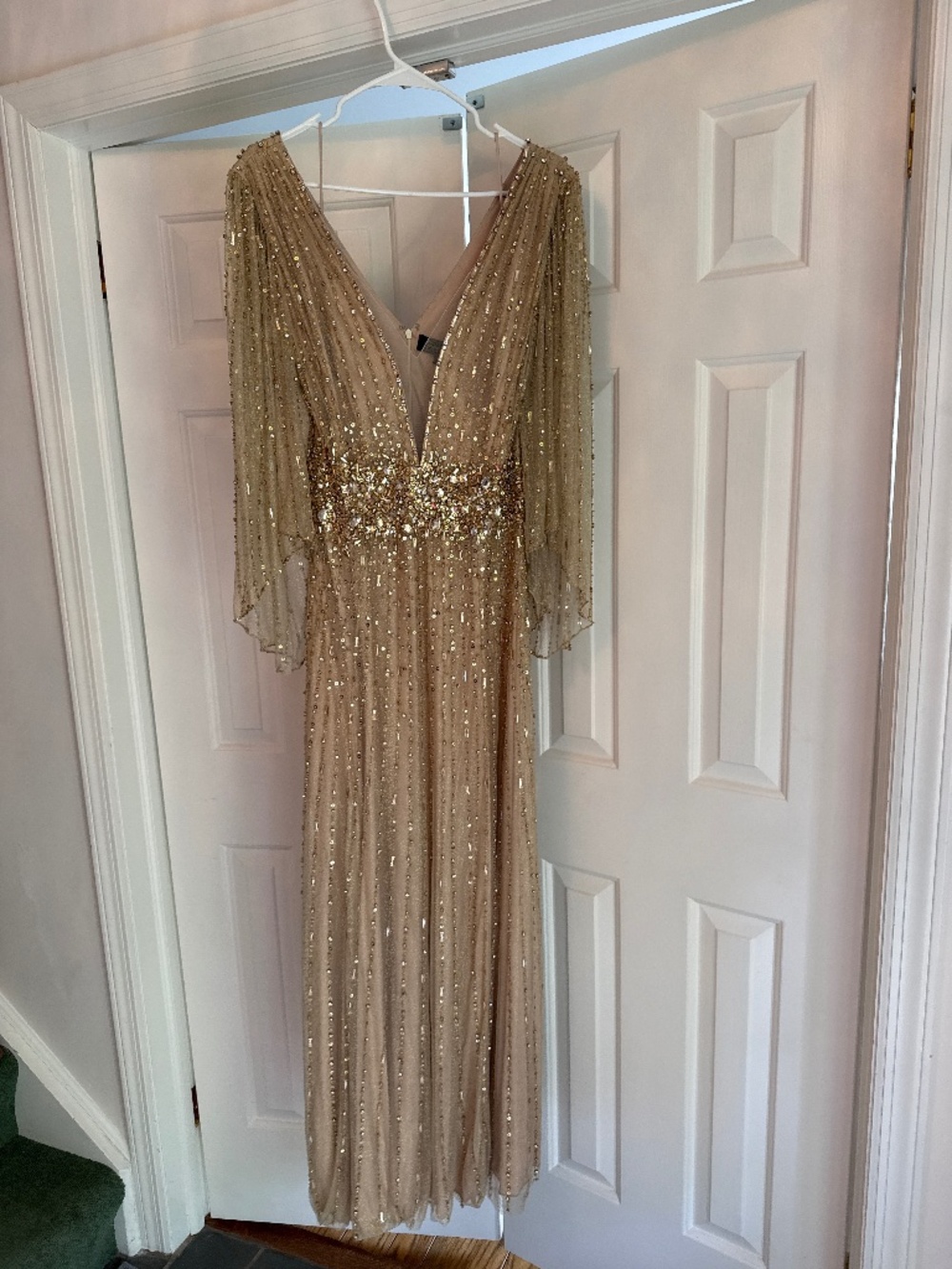 Jenny Packham Sissy Cape Effect Embellished Gold Gown